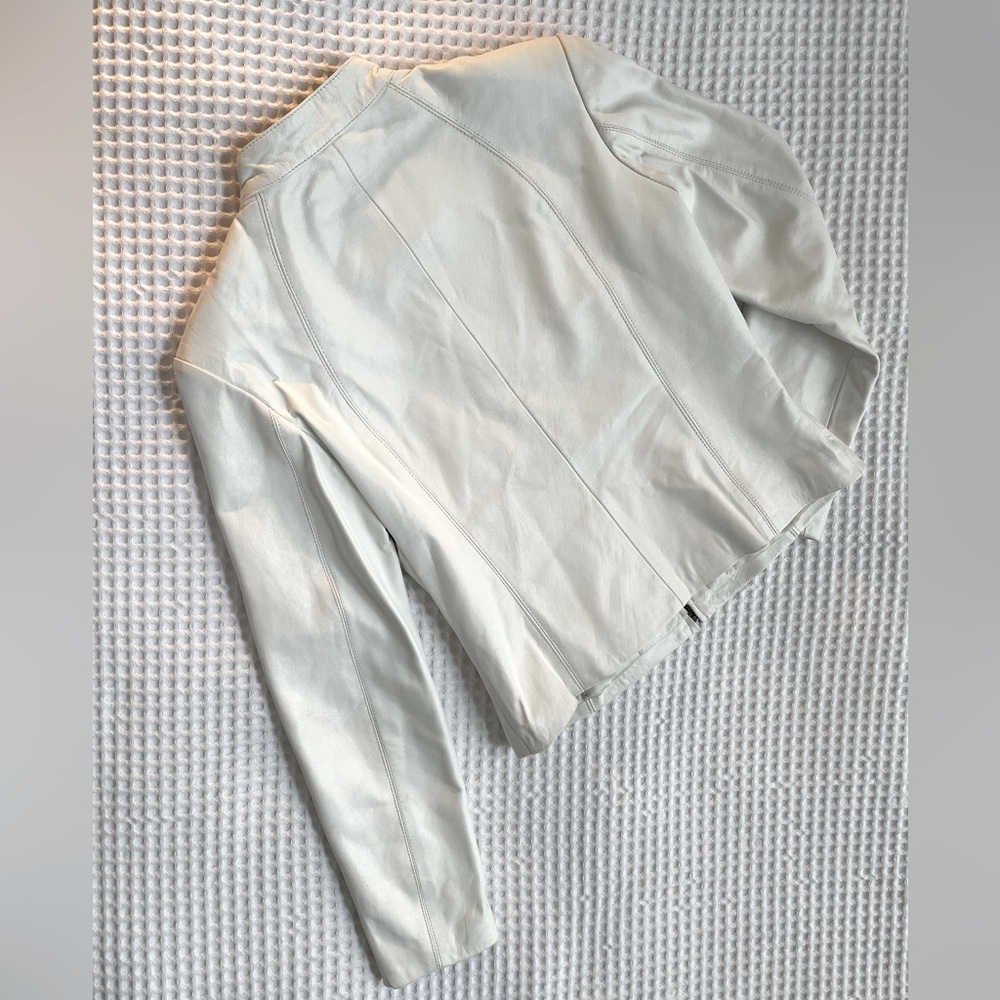 White Leather Jacket by Kasper. Size Medium